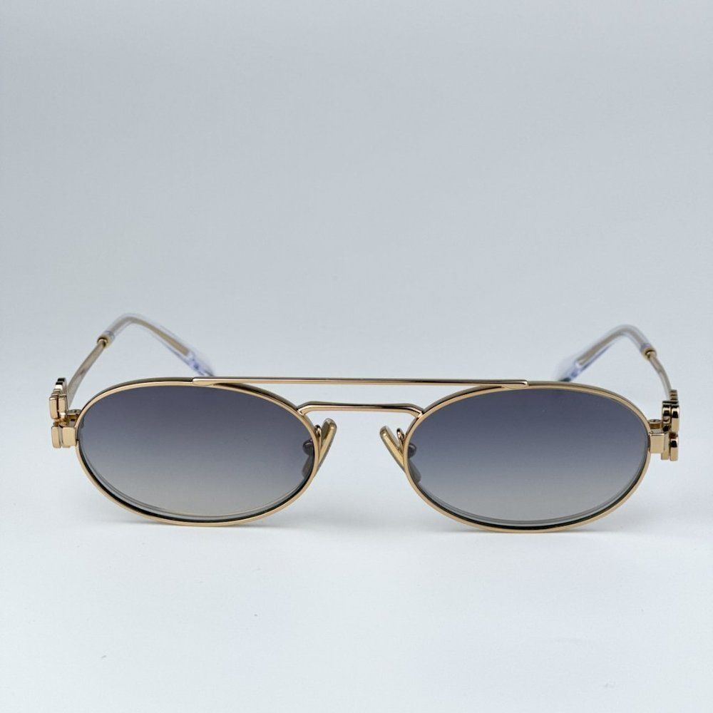 NEW Miu Miu MU54ZS 5AK30C Gold Grey Gradient Mirror Pilot Unisex Sunglasses - Picture 7 of 12